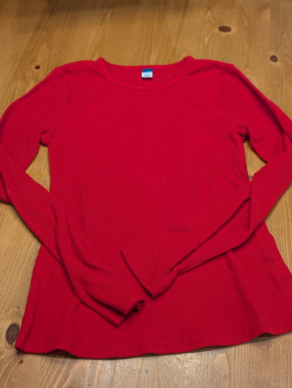 Old Navy Long Sleeve Ribbed Shirt, Velvety Soft, Women's Small, Bright Red, LN